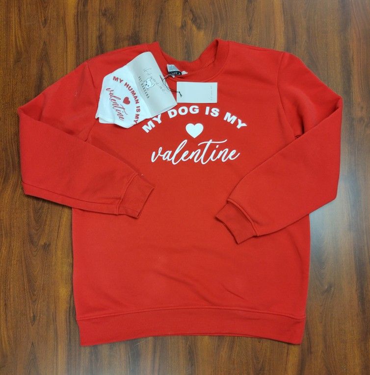 NWT If It Were Me Womens Valentine's Day Super Cute Sweater + Pet Bandana Sz L/G