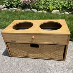 Doggy bowls stand with drawer for storage
