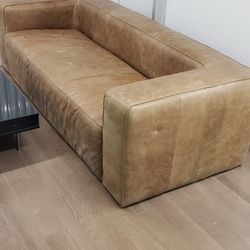 Moe's Home Bolton Top Grain Leather Sofa in Cappuccino
