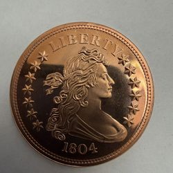 (20 Coins) 1 Oz Silver Towne 1804 Dollar Replica Real Copper Round