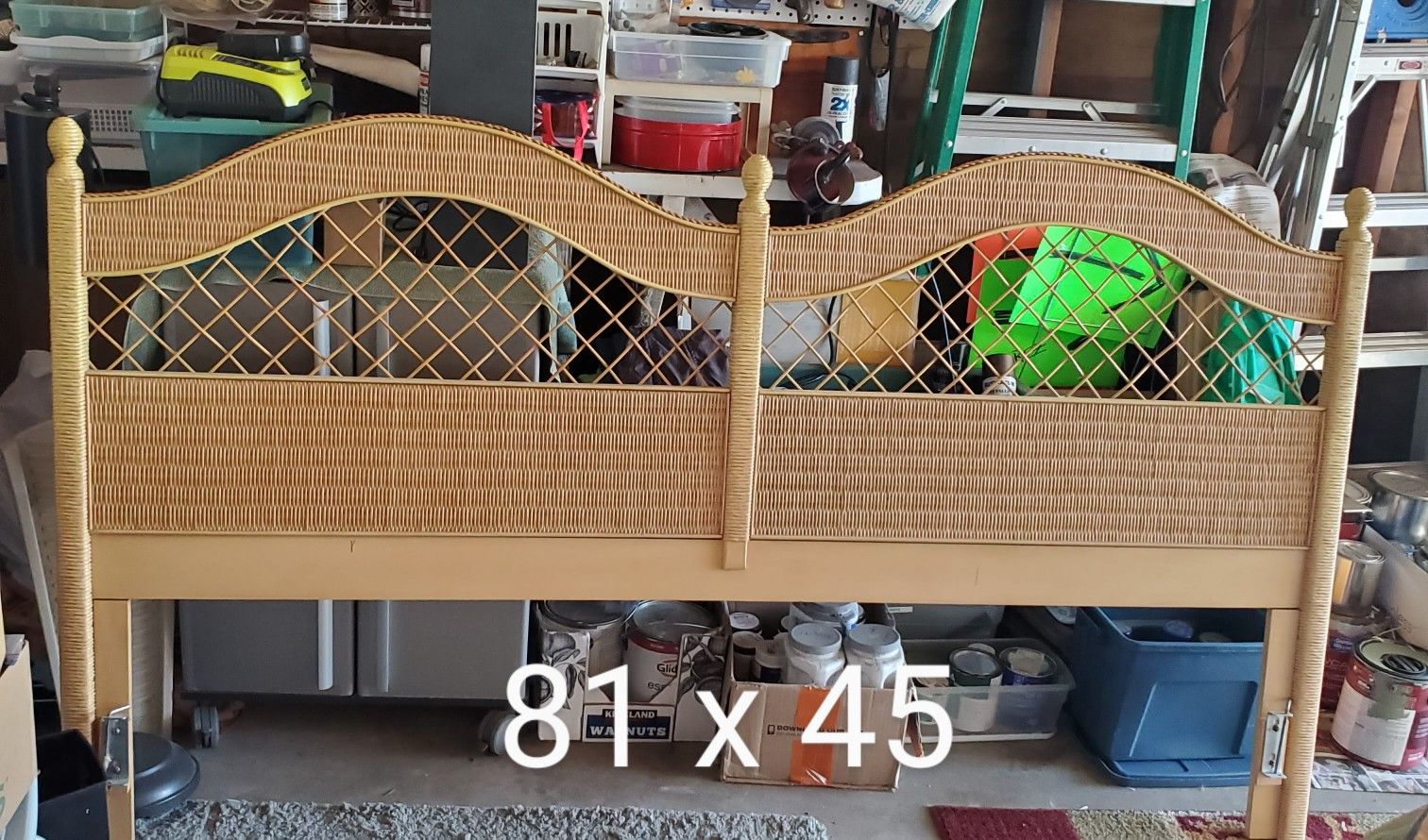 King Sized Rattan Headboard