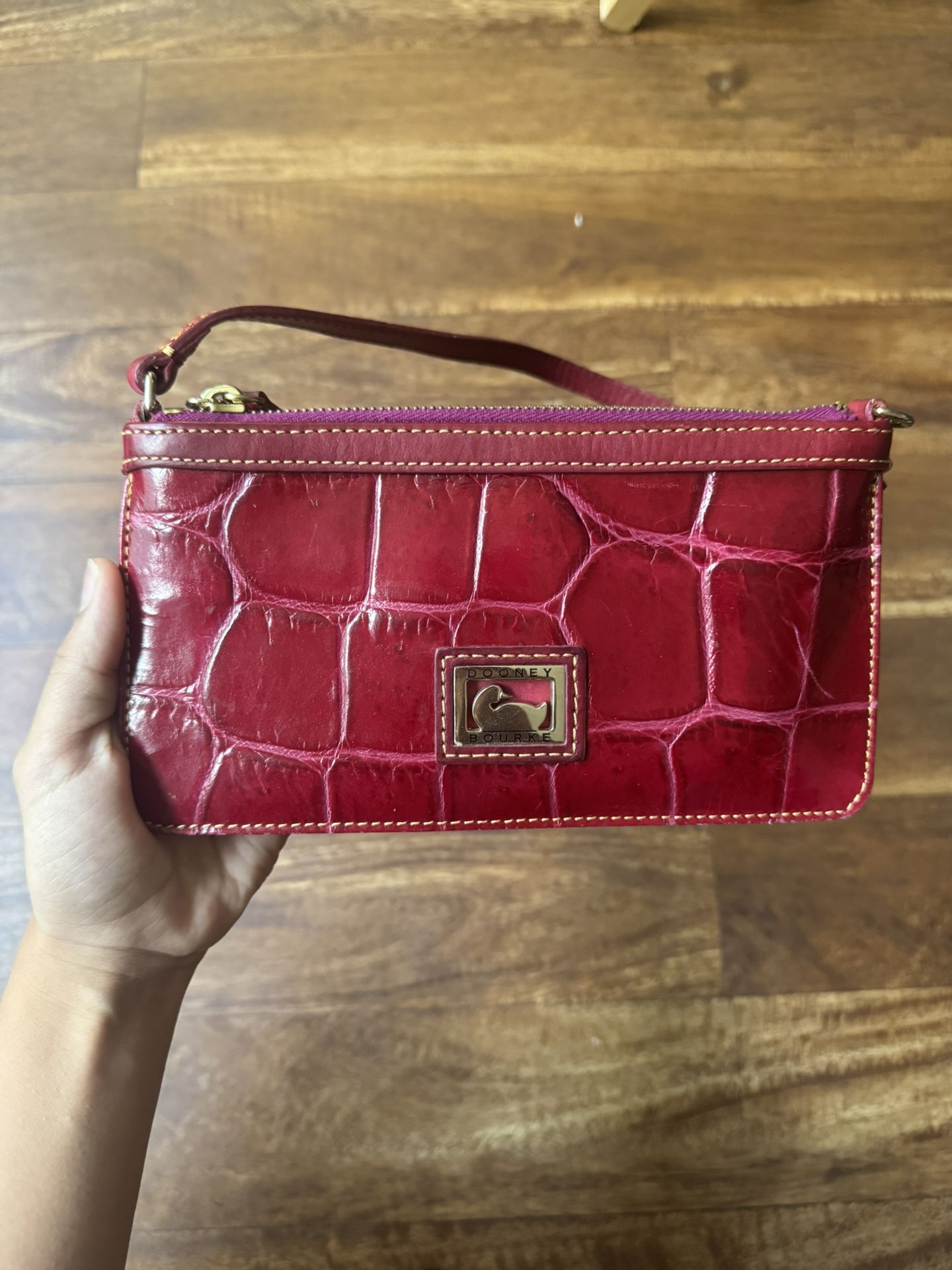Dooney & Bourke Croc Embossed Leather Wristlet