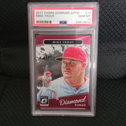 Mike Trout 2017 Panini Donruss Optic PSA Graded Gem Mint 10 Baseball Card 