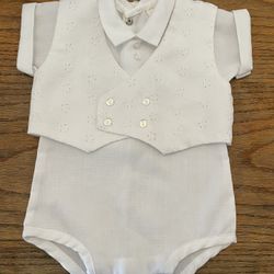 White Dress Up Newborn -3 Months Baby Romper & Matching Vest