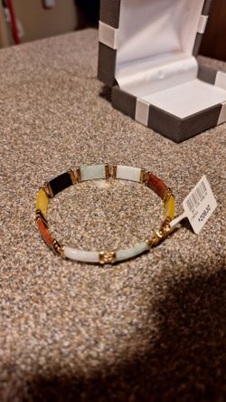 Multi color jade "good fortune" bracelet