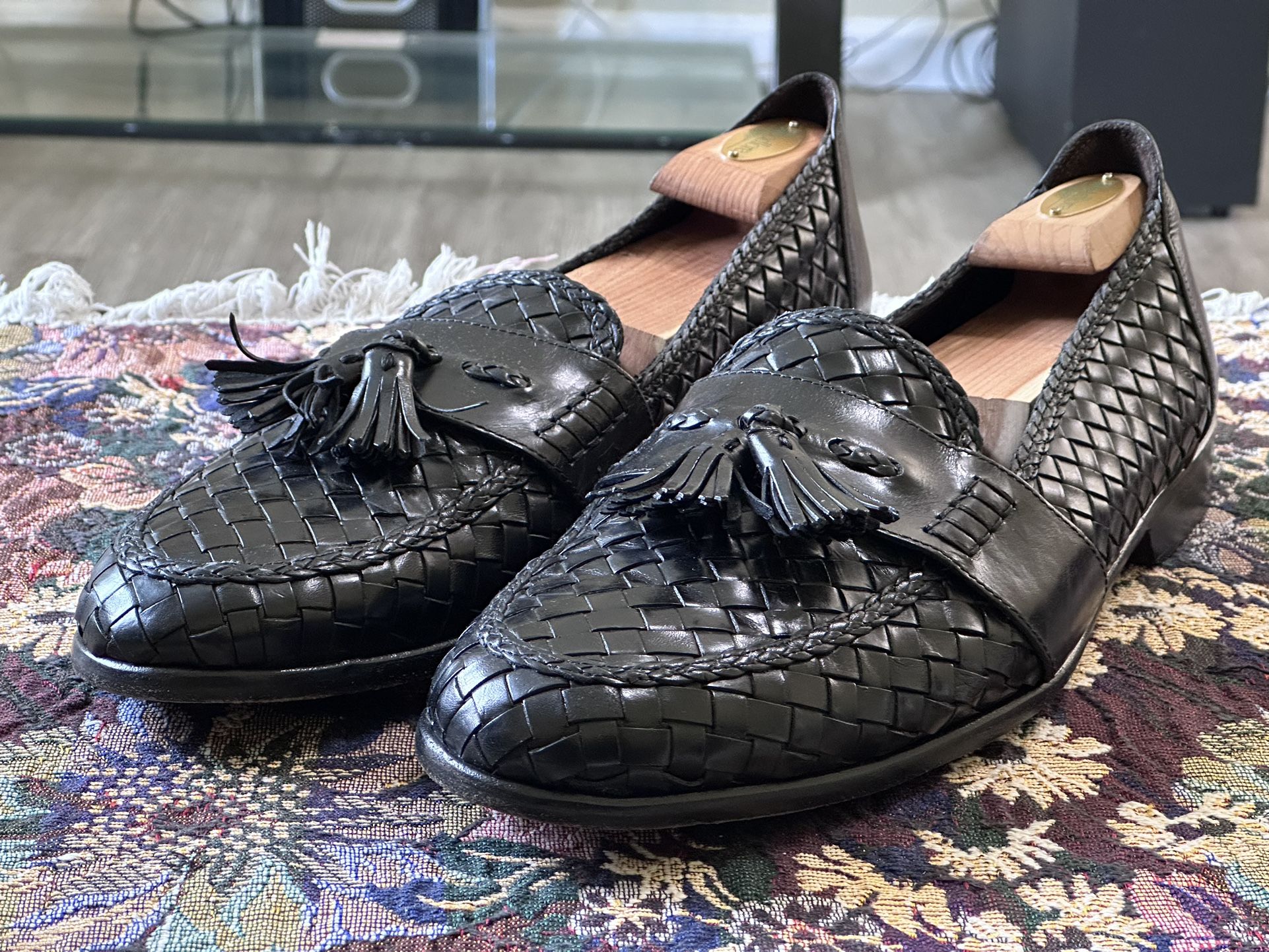 Cole Haan Bragano Tassels Woven Brown Leather Men’s Dress Loafers Shoes Size 14