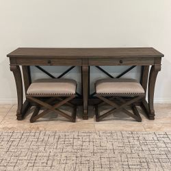 Console table and 2 Benches