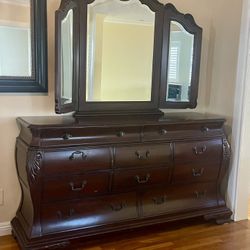 Wooden Dresser With Mirror