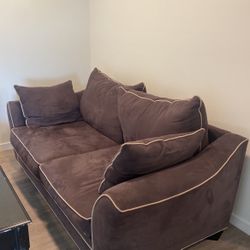 Blue Couch With White Piping 