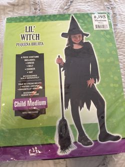 Witch costume with Hat & Broom (Medium size)