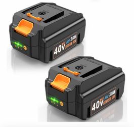 PENGJBATTER 2 Packs 40V 3Ah Battery Compatible for Worx 40V Battery WA3580 & 40 Volt Cordless Tools WG180 WG280 WG380 WG580 & Charger WA3747 WA3877 (N