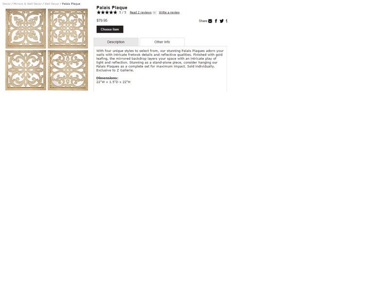 ZGallerie Palais Plaques set of 3