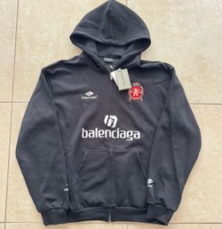 Balenciaga Soccer Zip-Up Hoodie Black