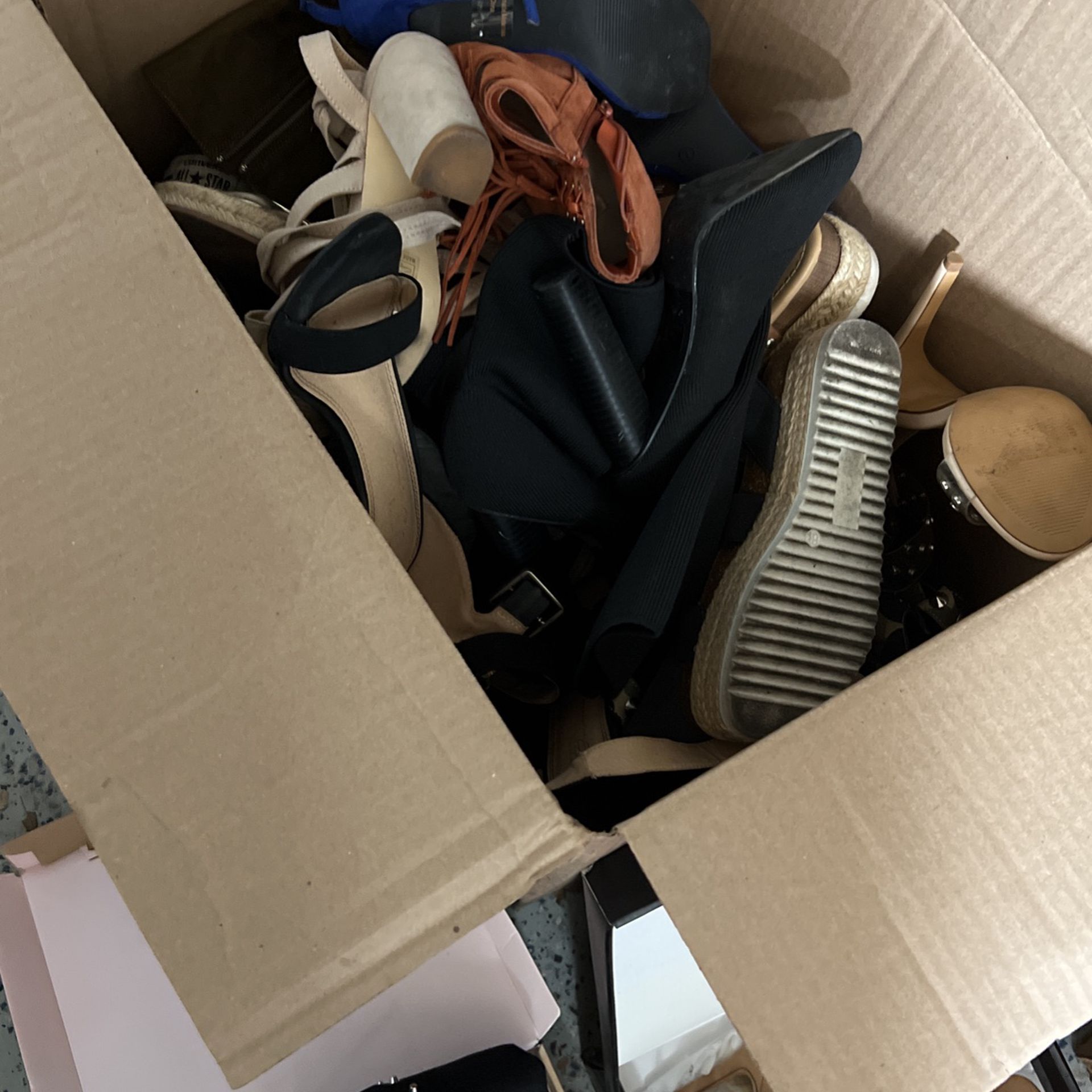 A Big Box Full Of Woman's Shoes Size 6.5-7
