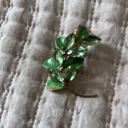 Vintage Green and Pink Brooch 