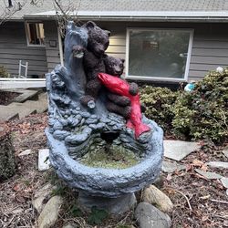 Large Stone Fountain - Bear And Salmon Doesn’t Hold Water 