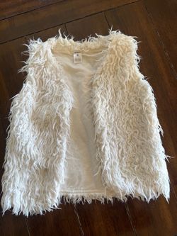 Kids White Shaggy Faux Fur Vest