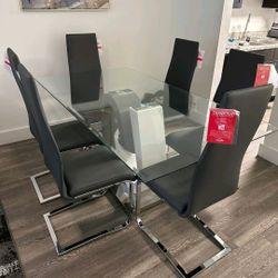 Modern Dining Set 7 Pcs Dining Table And 6 Chairs New Set 