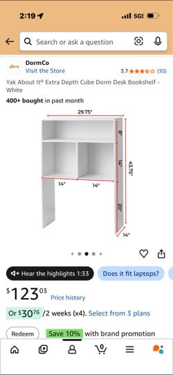 White desk hutch