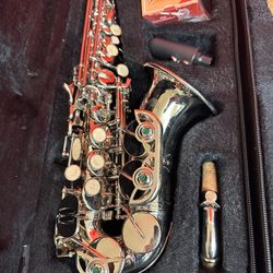 Nice Curved Silver Soprano Saxophone with New Box of Reeds $380 Firm