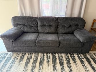 2 Dark Gray Microfiber 3-Seat Sofa
