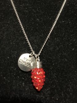 Red Light Bulb Rhinestone Christmas Necklace