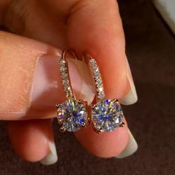 NEW Rose Gold Diamond Drop Earrings