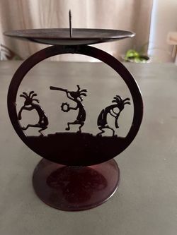 Kokopelli Metal Pillar Candle Holder