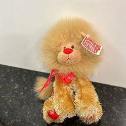 Gund SWEETS 14135 Fuzzy LION 8" Beanbag Plush with Red Paw Pads & Heart …