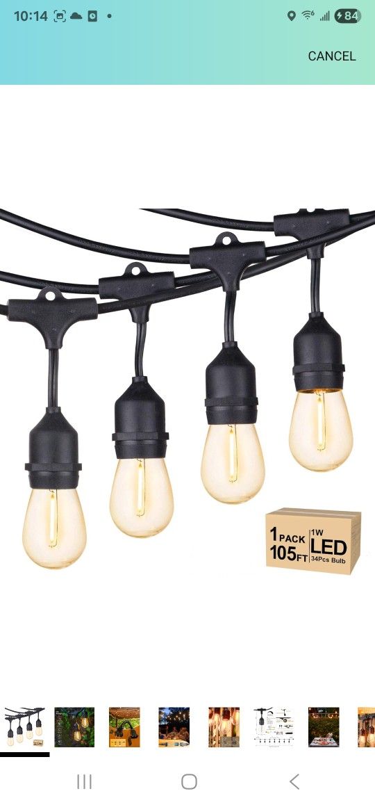 Grade Patio Lights with 1W Dimmable S14 Shatterproof Bulbs,