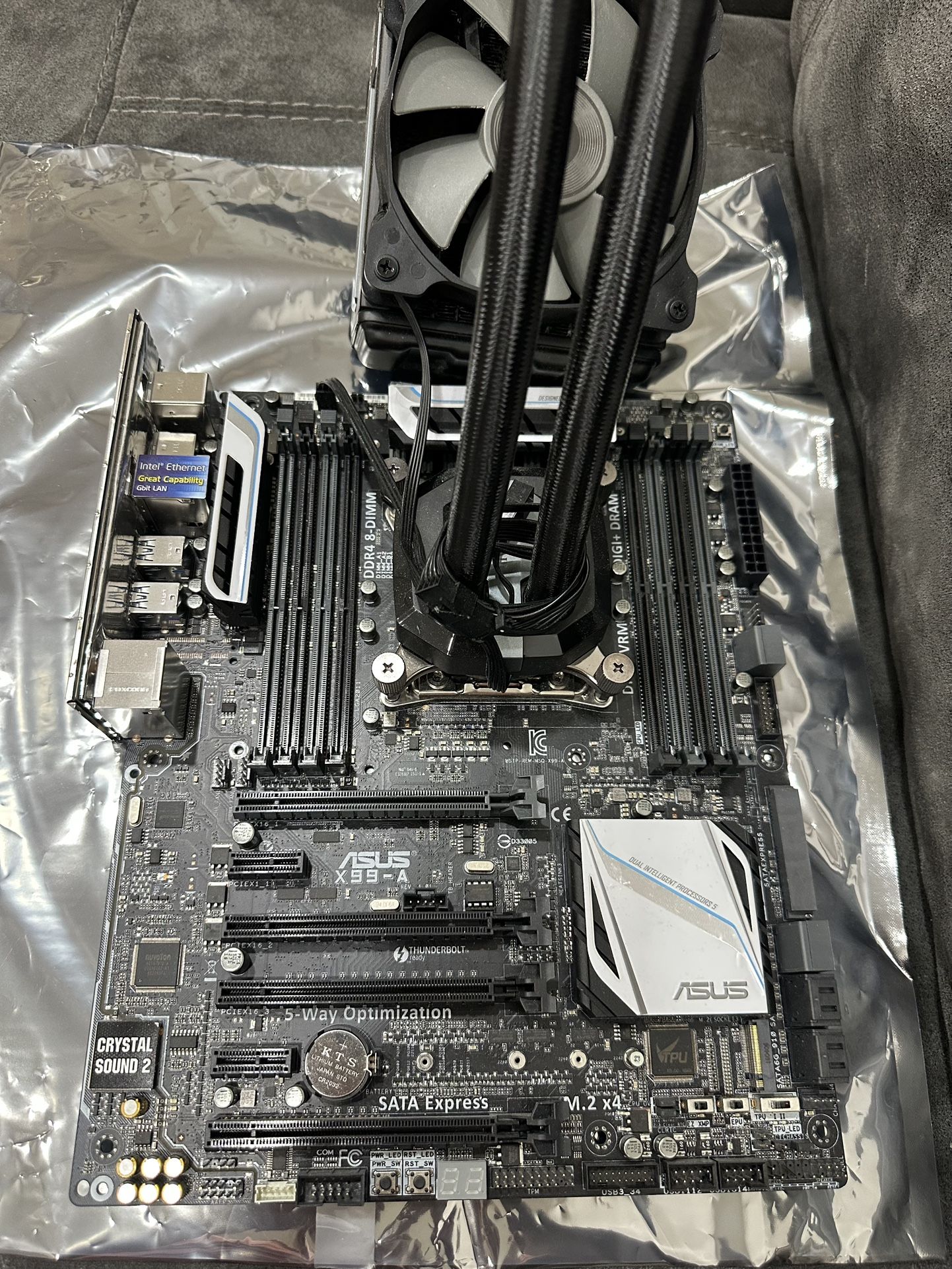 ASUS X99-A Motherboard with CPU i7-5930k and Corsair liquid cooling system