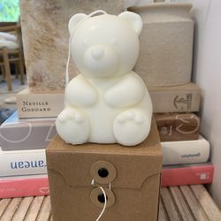 Teddy Bear Candle In White Unscent