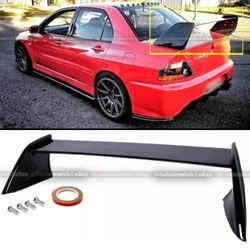 Fit 03-07 Evolution EVO 7 8 9 Painted Glossy Black Rear High Wing Trunk Spoiler