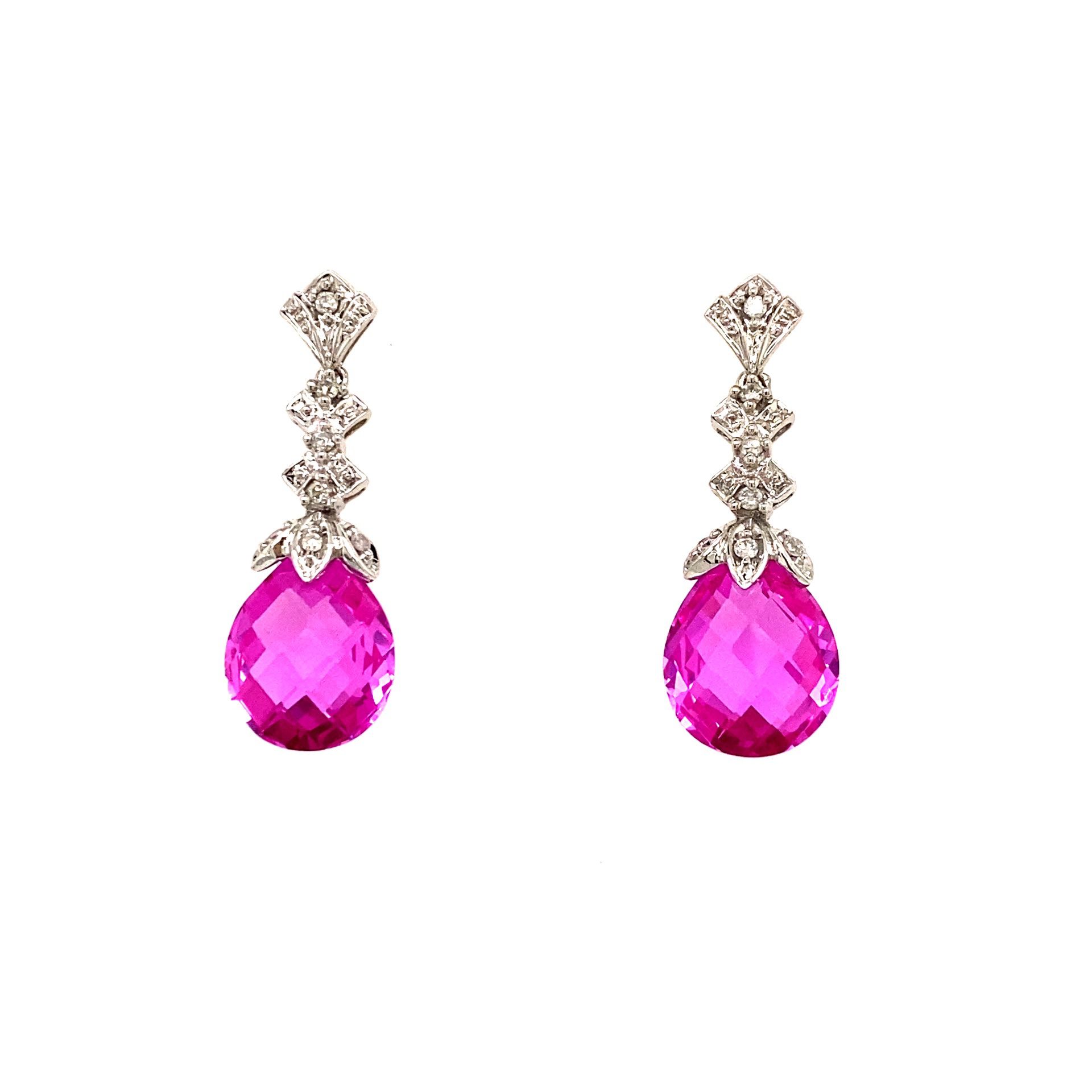 10KT Pink Gemstone/Diamonds Earrings