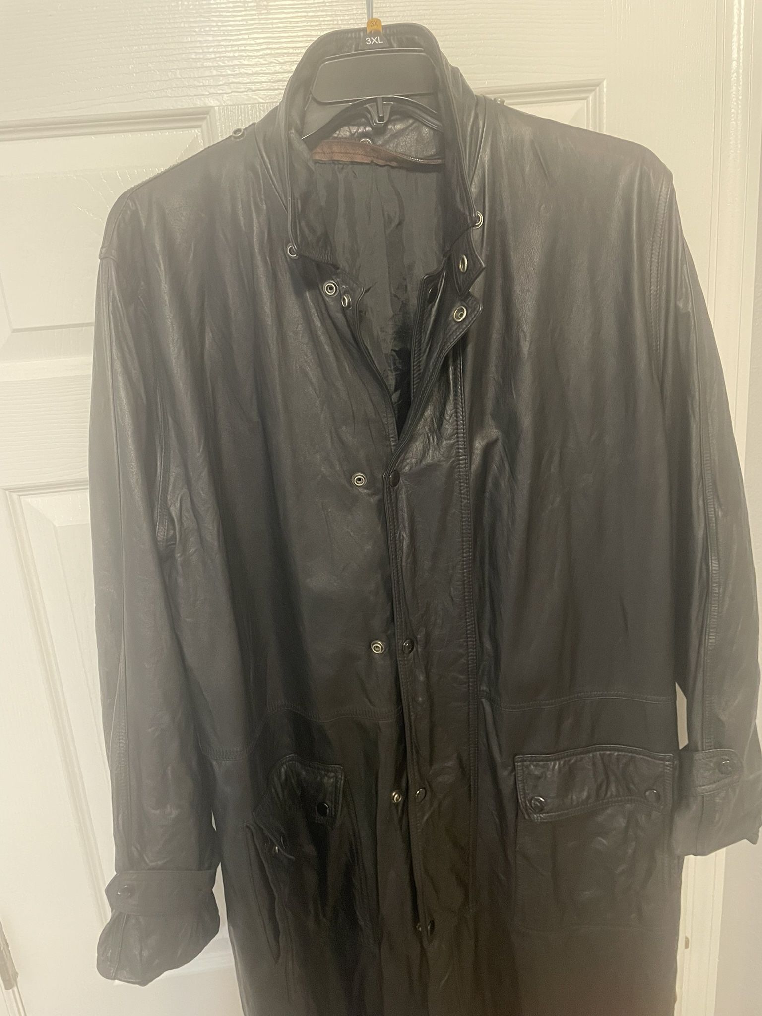 Men’s long leather coat custom-made