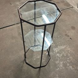 2-Tier Glass & Metal Plant Stand / Accent Table