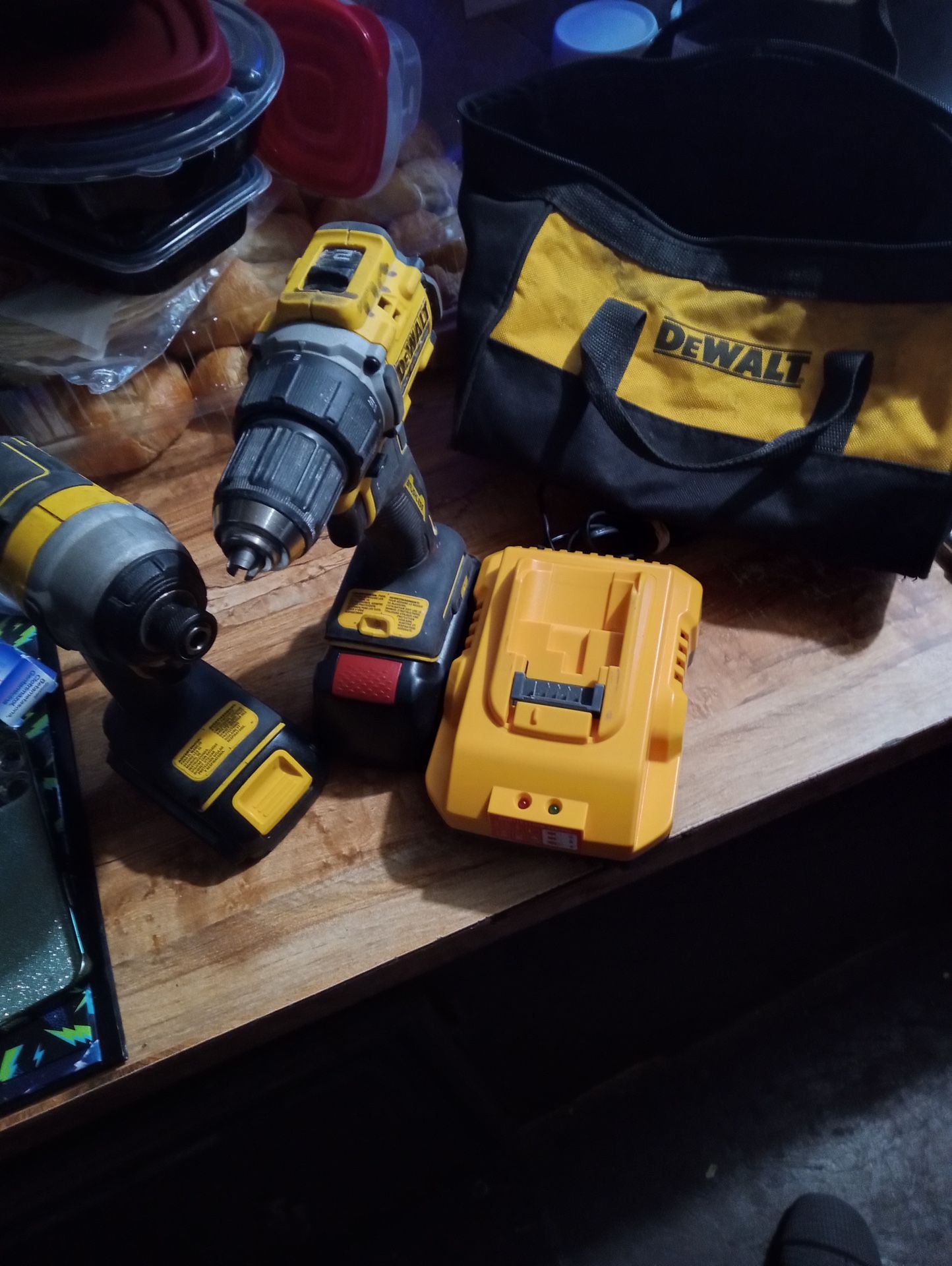 1/2 “ Dewalt Drill Set With Two Batteries And Charger Also Laser Measuring Tape Other Tools Available To