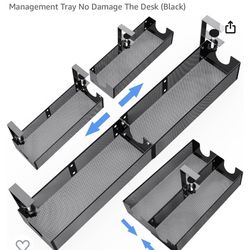 Under Desk Cable Management Combinable Metal Wire Management Clamp Mount - black