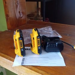 DeWalt. 20v   new.  Batteries.   2.0    AH. Lithium.   Charger. X2
