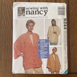 McCall’s Sewing Pattern Nancy Zieman 9244 Size 8 - 22 Lined Jackets 1998