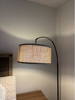 BURLAP ARC FLOOR LAMP ANTIQUE BRONZE 69"
