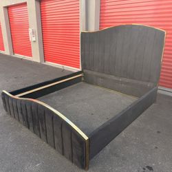 King Size Black Velvet Bed Frame 