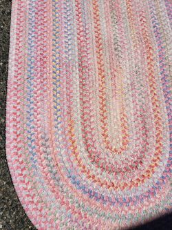 Pottery Barn chenille pink braided rug runner