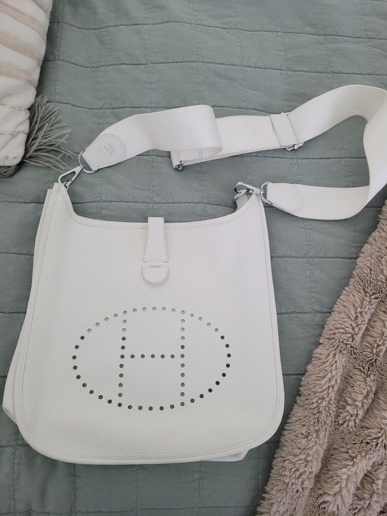 HERMES DUPE REAL EPSON LEATHER WHITE CROSSBODY BAG