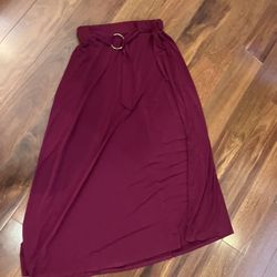 Wine Red Maxi Skirt Light With Belt Detail Size Medium