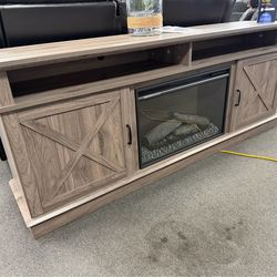Gray TV Stand w/ Fireplace 70”