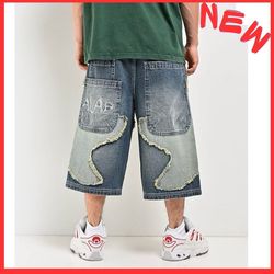 New Men’s 32 x16” Zumiez A.LAB Mega Star Skate Denim Rave Shorts Baggy Shant Jort