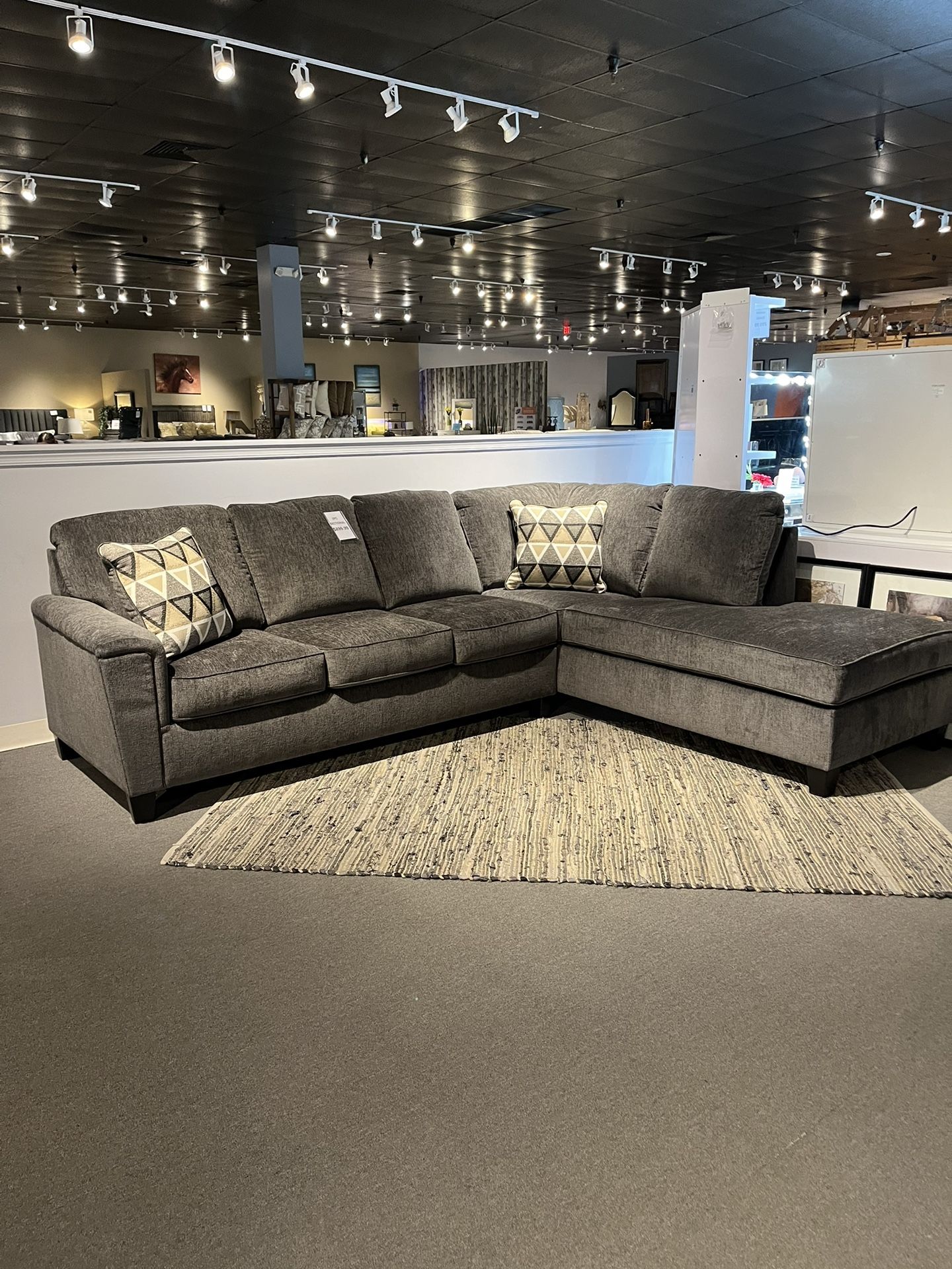 Grey 2pc Chaise Sectional Couch