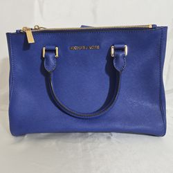 Authentic Michael Kors Savannah Large Satchel - Blue