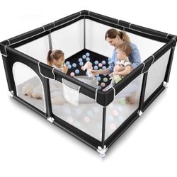 GRAY Tmsene Baby Playpen, Play Pens for Babies and Toddlers